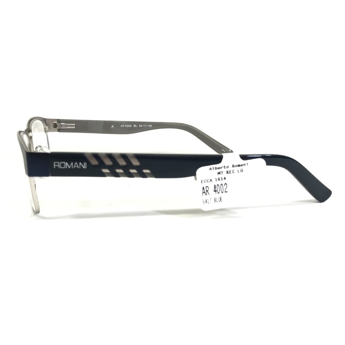 Alberto Romani Ar 4002 5417 Black Blue Silver Authentic Eyeglasses 54-17-140 Alberto Romani Eyeglasses Frames AR 4002 BL Black Blue  main image 2
