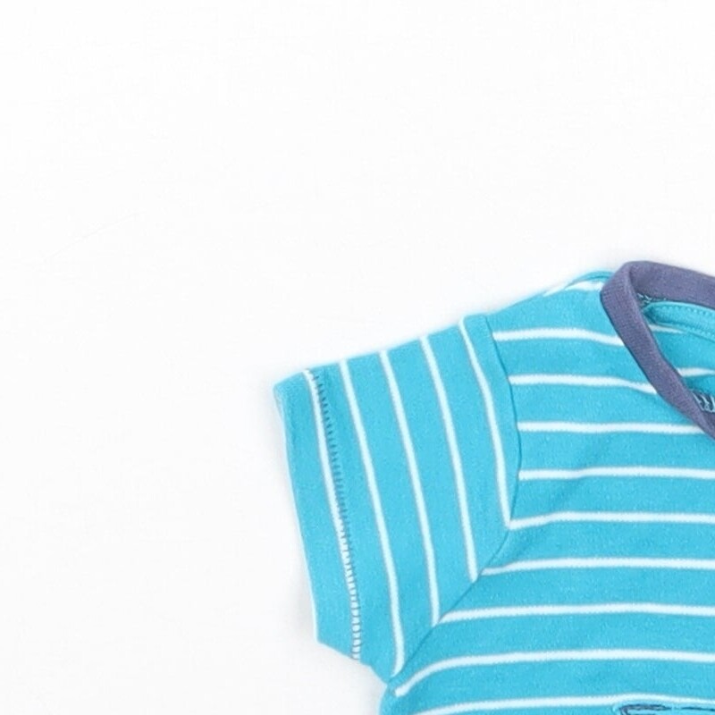 Mini Club Girls Blue Striped Cotton Blend T-Shirt Size 3-6 Months - b image 3