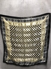 Unbranded Square Scarf Polka Dot Brown Cream Gold Multipurpose