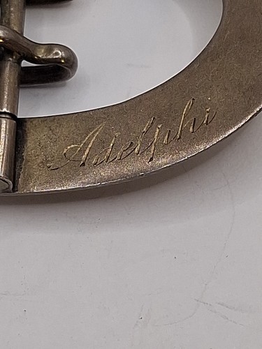 ANTIQUE 1908 STERLING SILVER ENSCRIBED FLORAL PATTER SASH PIN BELT BUCKLE SIGNED - Picture 10 of 10