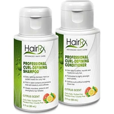 HairRx Professional Curl-Defining Shampoo & Conditioner Travel Set, Light Lather