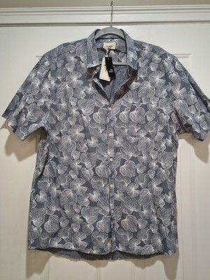 NWT Cilvil Society Linen Blend Button Down Leaf Pattern Shirt Size XXL