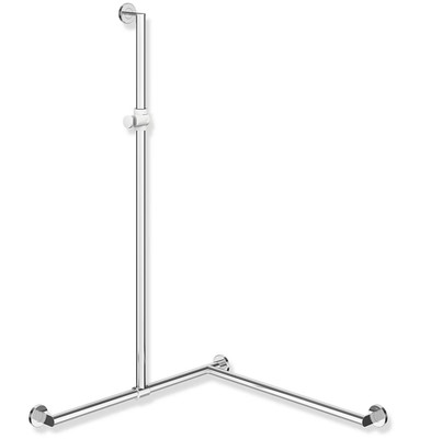 HEWI Shower Rail Grab Bar Chrome Anthracite Grey Right 1250 x 965 x 965 cm