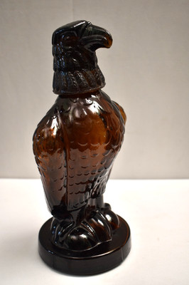 Vintage Mohan Meakin Eagle Glass Bottle Amber Indian Liquor Decanter 11 Inch ''R