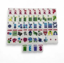 Mahjong Tiles 160-Piece Set Springtime Safari - Bright White Acrylic Tiles