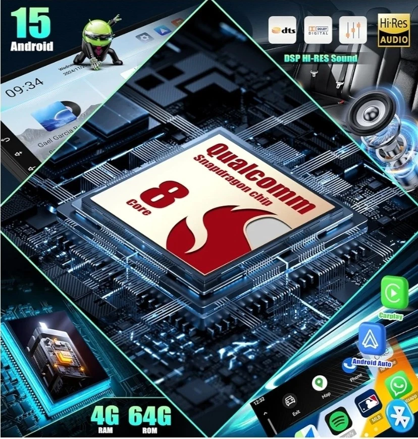 CAMECHO Qualcomm 8-Core 4+64G Android 15,Autoradio per Porsche Cayenne 2002-2010 - Immagine 2 di 4