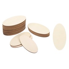 100x50mm Wood Pieces, 30 Pack Unfinished Oval Wood Shapes Wooden Cutouts