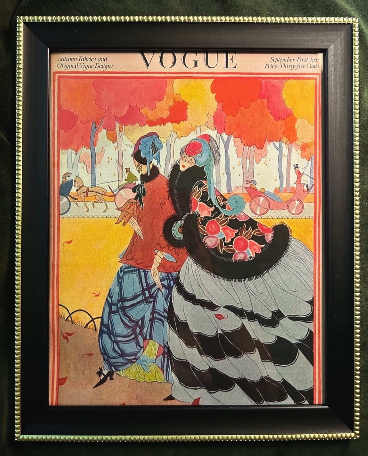 Vogue Vintage Cover Wall Art Canvas October 1921 Fashion Magazine Framed 13”x16”