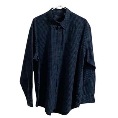 Arrow USA 1851 Men XL 16MG Blue Plaid Button Up Long Sleeve Shirt Casual
