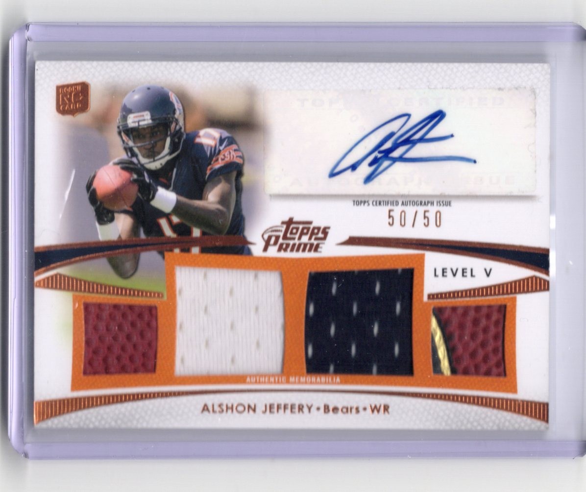 Alshon Jeffery Topps Prime Level V Autograph Relics #PVAJE Copper