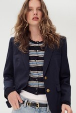 J CREW NWT Ecole Blazer Jacket Womens Navy Blue 14 Nova Fides Wool Blend CA806
