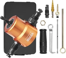 360° Double Head Metal Nibbler Drill Cutter W/ Punch, Die & Step Bit