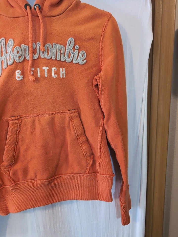 VTG Y2K Mens Ambercrombie & Fitch Hoodie Orange Small Street - Image 2 of 4