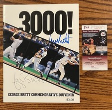 GEORGE BRETT Bold and Beautiful Autographed 3000 Hit Program - JSA CERTIFIED