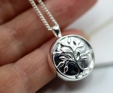 Sterling Silver Tree of Life Memorial Pendant + Screw Opening + Chain -Free Post