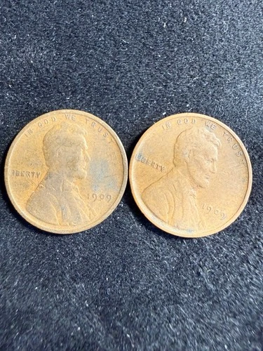 Lot of (2) 1909 P Lincoln Wheat Penny 1c VG Very Good Condition Coin cb709