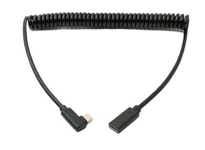 SYSTEM-S USB 3.1 Kabel 180 cm Typ C Buchse zu Stecker Spirale Left Right Angled