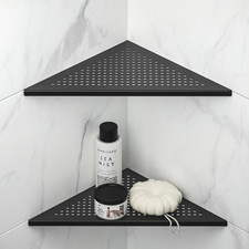 Corner Shower Shelves, 12" Matte Black 304 Stainless Steel Recessed Shelf for Ba