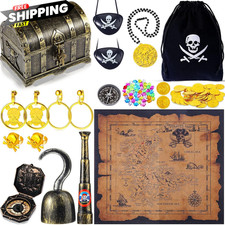Sratte 116 Pcs Pirate Treasure Toys, Box with Coins Jewels Gems and...
