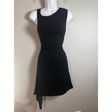 Princess Polly Black Ruched Asymmetrical Mini Dress Sleeveless Bodycon Size 4