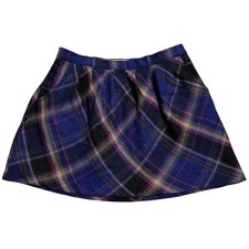 Old Navy Mini Skirt Plaid Pockets Wool Blend Lined Womens Sz 4 Blue Black Preppy