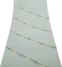 Sushila Vintage Light Blue Sari Remnant Scrap Georgette Embroidered Craft Fabric