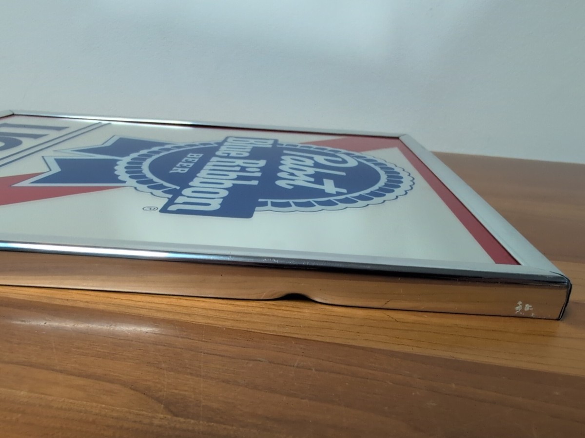 Vintage PBR Pabst Blue Ribbon Light BEER Glass Mirror Bar Sign Ad