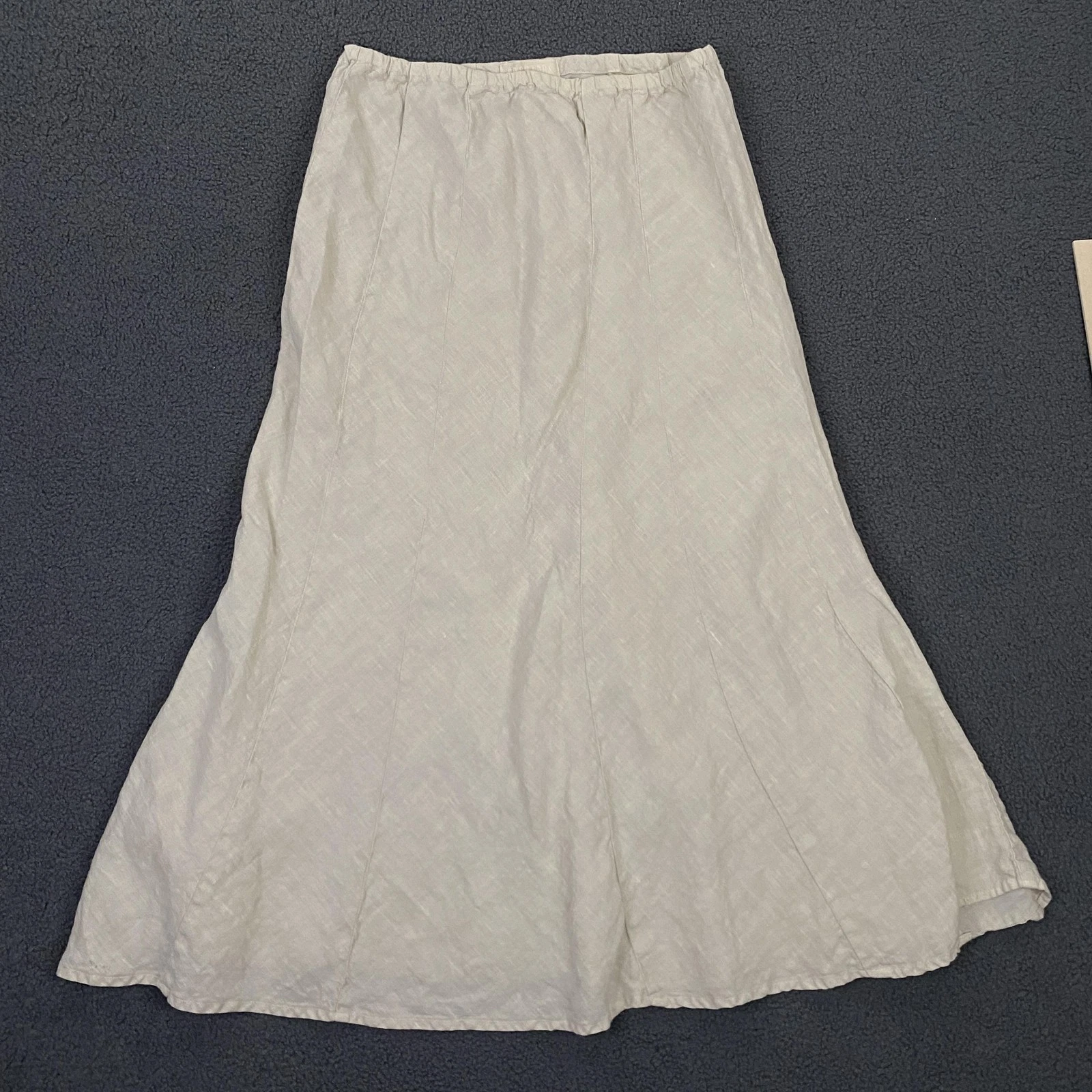 CP Shades Skirt Women Large Beige 100% Linen A-Line Maxi Elastic Waist Lagenlook