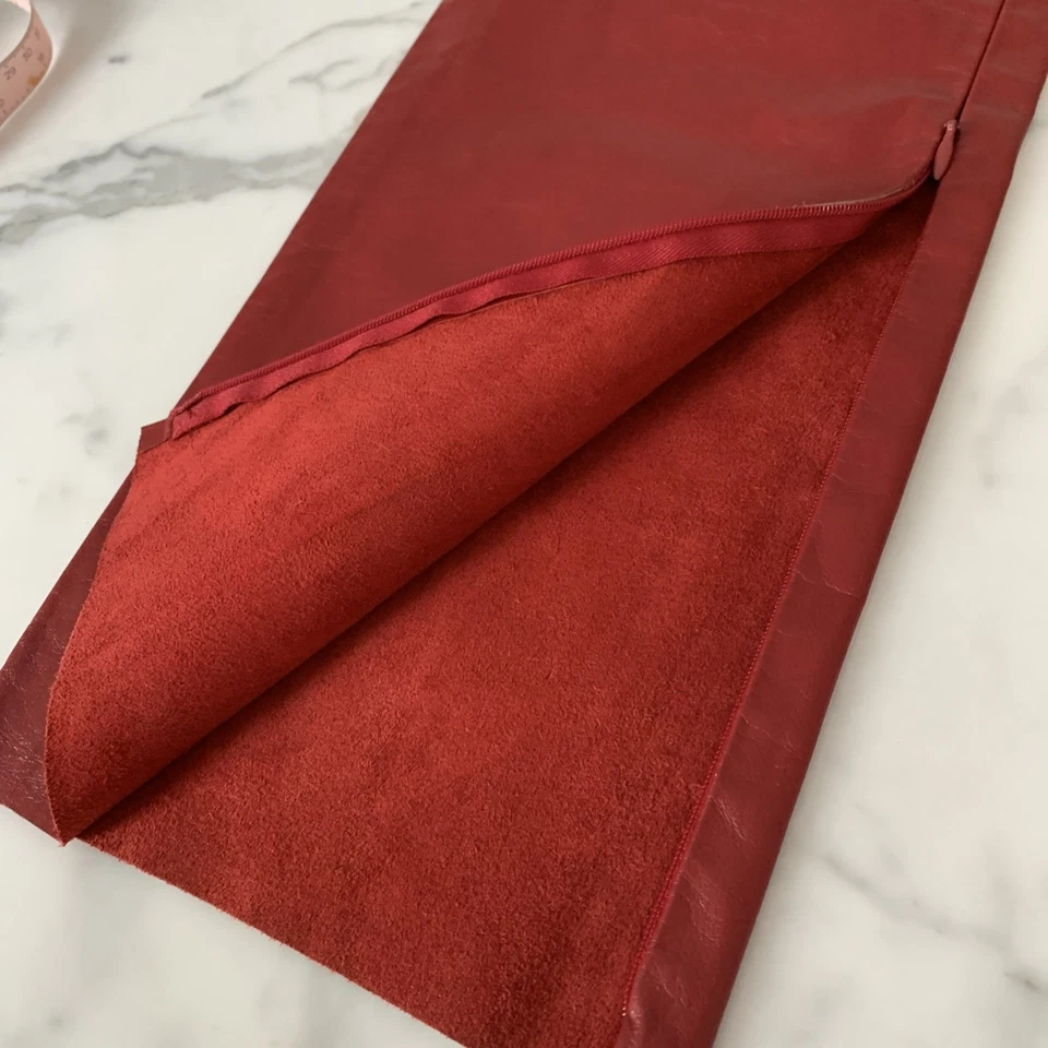 Vintage Kenneth Cole New York Women’s Red Leather Pants Size 6 Zip Cuff - Image 3 of 4