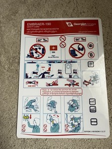 GEORGIAN AIRWAYS Embraer 190 Safety Instruction Card