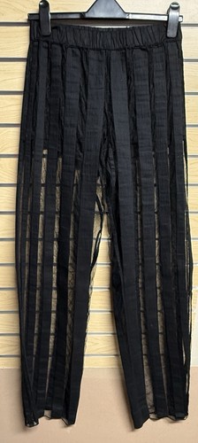 LA PERLA Striped Black Mesh RESORT & BEACH PANTS TROUSERS, US size 8, MED