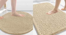 Chenille Bathroom Rugs and Bathroom Rugs Round, Beige, 30" X 20"  30"
