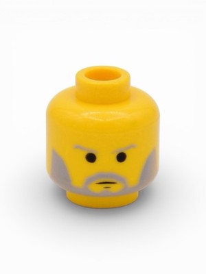 Lego Yellow Minifigure, Head Beard with SW Gray Beard Thin Gray Eyebrows