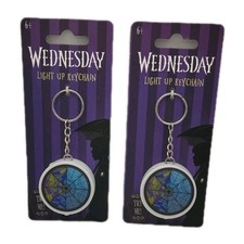 Set of 2 Wednesday Light Up Keychain Ophelia Window Key Ring Bag Charm Gift New 