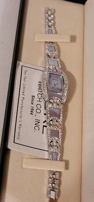 pedre watch womens vintage bracelet/watch MOTHER PEARL RHINESTONES MIB WOW