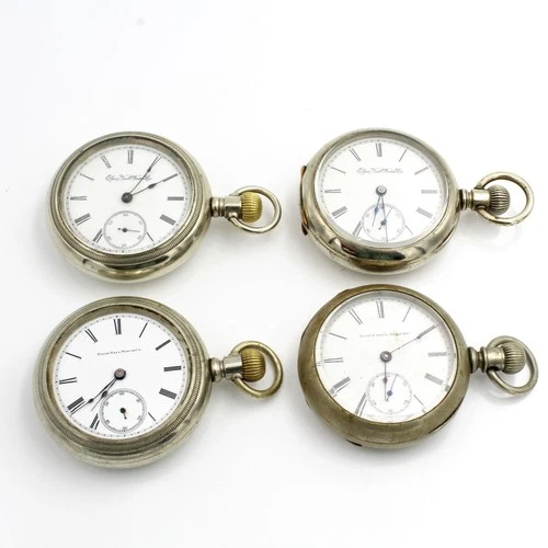 Antique Elgin 7j 18s 50mm Model 4 Lever Set Pocket Watches Lot of 4 #WB4656-5