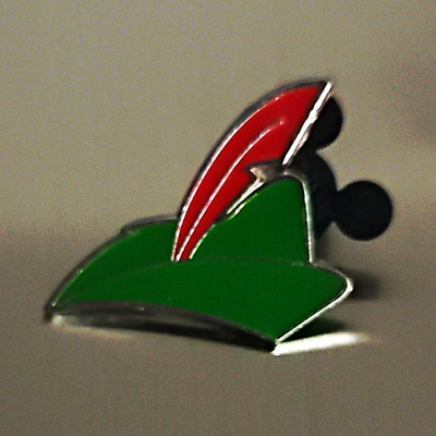 Disney Peter Pan Green Hat Enamel Pin with Red Feather, Single