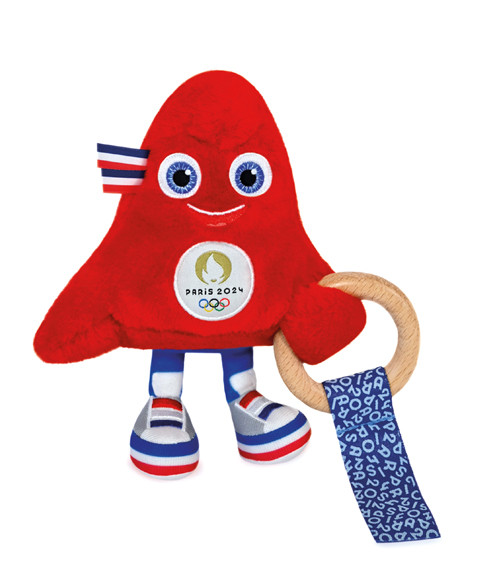 DOUDOU ET COMPAGNIE - Sonaglio con anello in legno Mascotte dei Giochi Olimpi...