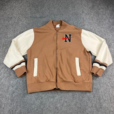 Nike Varsity Bomberjacke Herren Large hellbraun Collegiate Spellout Swoosh Logo