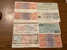 Italian Banknotes  LIRE 100~ 8 X 1970’s Emergency Notes