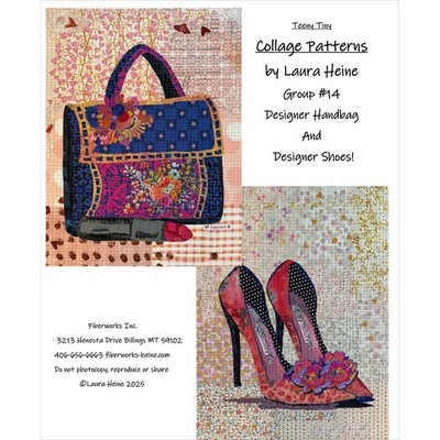 DESIGNER HANDBAG and SHOES ~ 2 Laura Heine Collage Quilt Patterns ~ 18'' X 23'' ea
