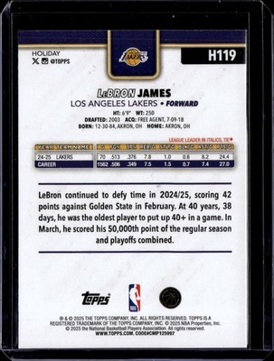 2025-26 Topps Holiday #H119 LeBron James Silver Glitter Lakers