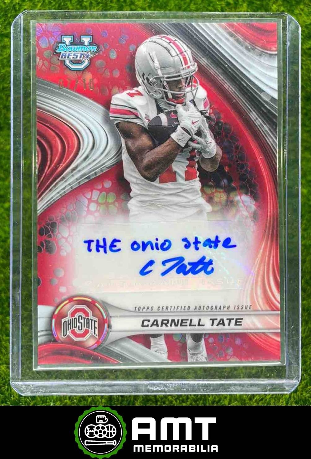 Carnell Tate 2024 Bowman Best U 7/10 2024 Auto Red Geometric Buckeyes #BOA-CT