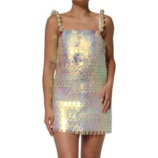DOLCE & GABBANA Dress Multicolor Sequin Holographic Mini IT40/US6/S RRP 6750usd