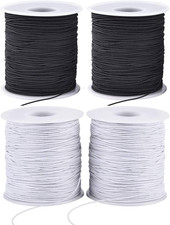 Stretchy Elastic Cord for Jewelry Making, 4 Rolls 1Mm, 2 Black  2 White