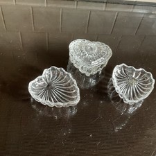 Dressing Table Set Containing Lead Crystal 2 Open Heart And One With A Lid