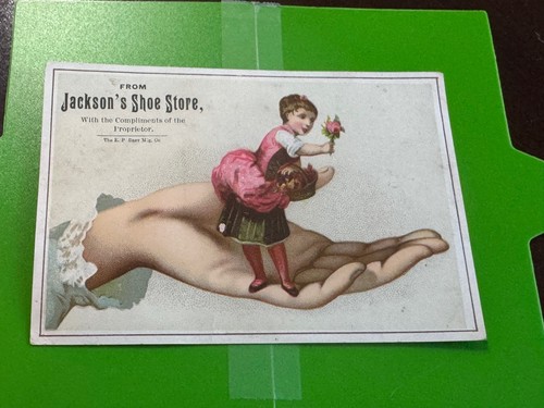 D-002 JACKSON'S SHOE STORE, CUMBERLAND, ME Victorian Trade Card
