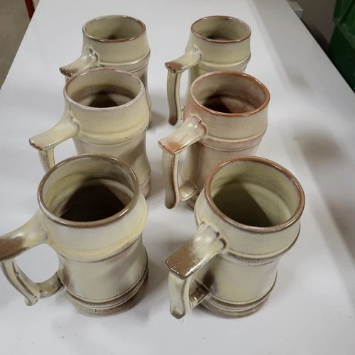 Vintage FRANKOMA Pottery Mug Stein M2 Desert Gold  Set of 6