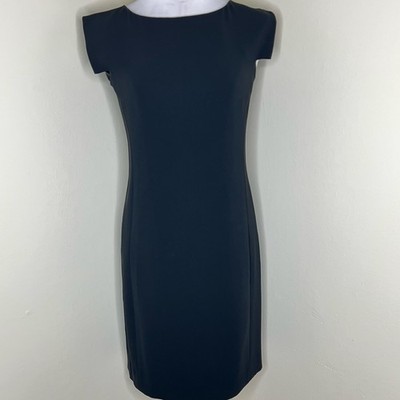 MM LaFleur Merino Wool Sheath Dress 6 Black Cap Sleeve Work Mini Business Office