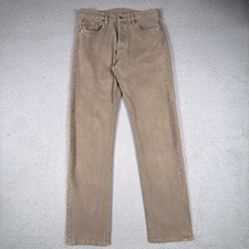 VTG Levis 501 Jeans Mens 33x34 Tan Denim Button Fly Straight Leg USA 90s READ